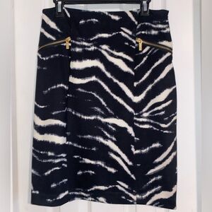 Michael Kors Black and White Zebra Pencil Skirt